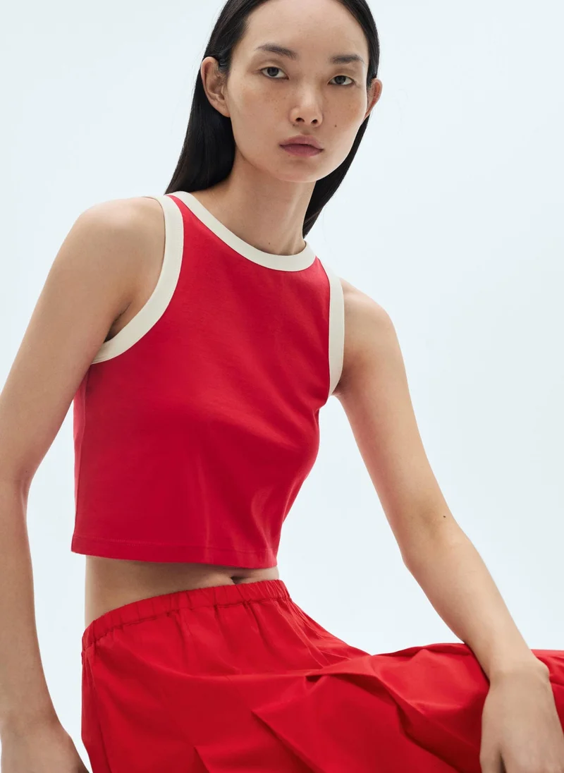 MANGO  Contrast Trim Top for Women | Best Price UAE