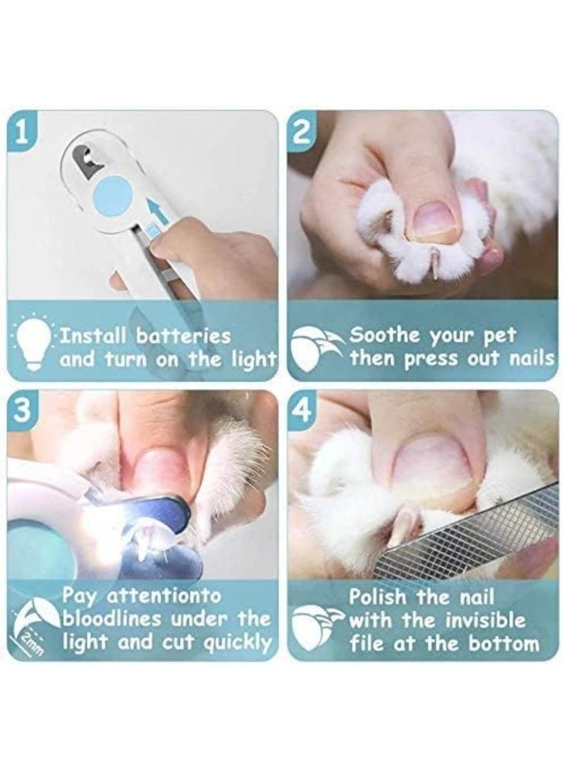 حياة كومفورت قصافة أظافر الحيوانات الأليفة  مزودة بضوء LED لتجنب القطع الزائد، قصافة أظافر احترافية للعناية بالمخالب بإضاءة LED قصافة أظافر الحيوانات الأليفة للقطط والكلاب (أزرق) - Image 4