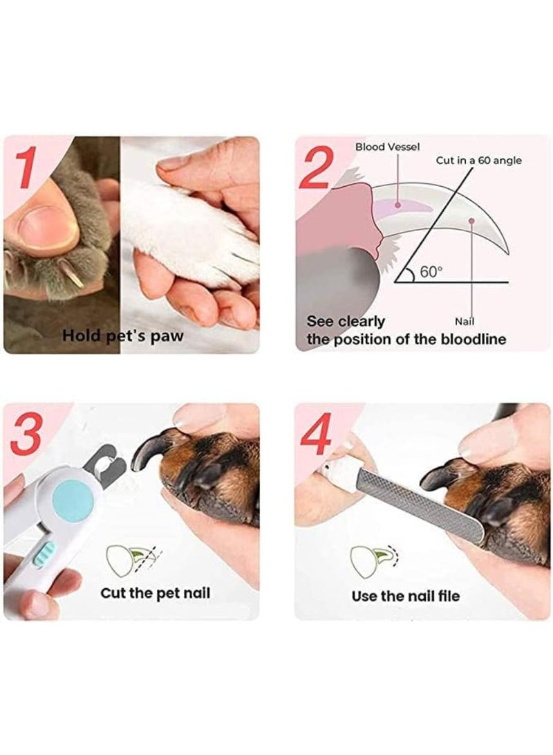 حياة كومفورت قصافة أظافر الحيوانات الأليفة  مزودة بضوء LED لتجنب القطع الزائد، قصافة أظافر احترافية للعناية بالمخالب بإضاءة LED قصافة أظافر الحيوانات الأليفة للقطط والكلاب (أزرق) - Image 5