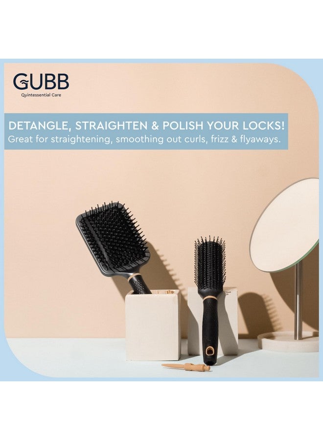 GUBB Paddle Hair Brush For Detangle & Straighten Hair : Elite Range - Ultra Soft & Flexible Nylon Bristles Great For Straightening, Smoothing Out Curls, Frizz & Flyaways | Cushioned Hair Brush With Pin For All Hair Types - For Women, Men, Wet And Dry Hair - Image 2