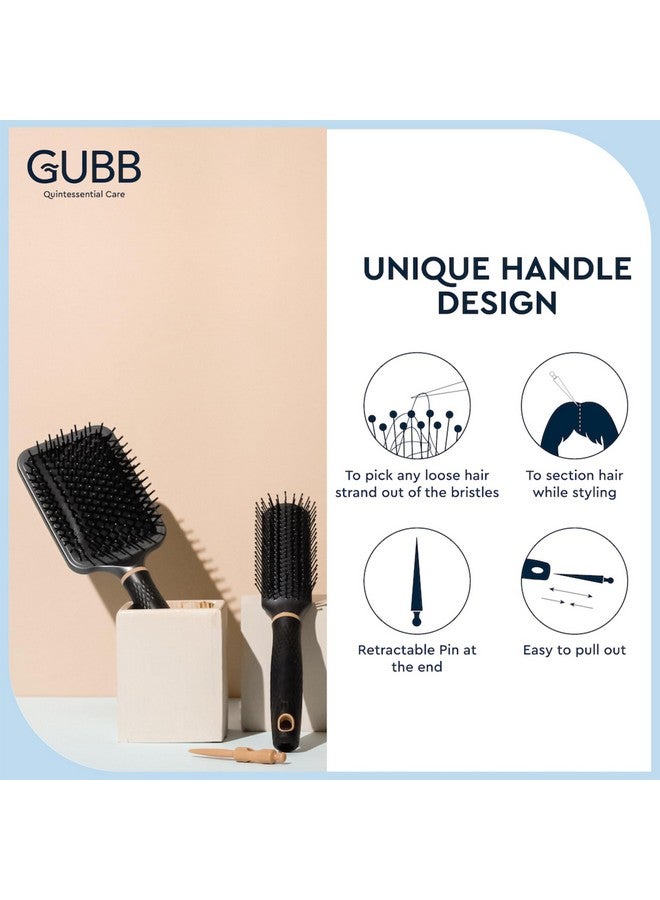 GUBB Paddle Hair Brush For Detangle & Straighten Hair : Elite Range - Ultra Soft & Flexible Nylon Bristles Great For Straightening, Smoothing Out Curls, Frizz & Flyaways | Cushioned Hair Brush With Pin For All Hair Types - For Women, Men, Wet And Dry Hair - Image 4