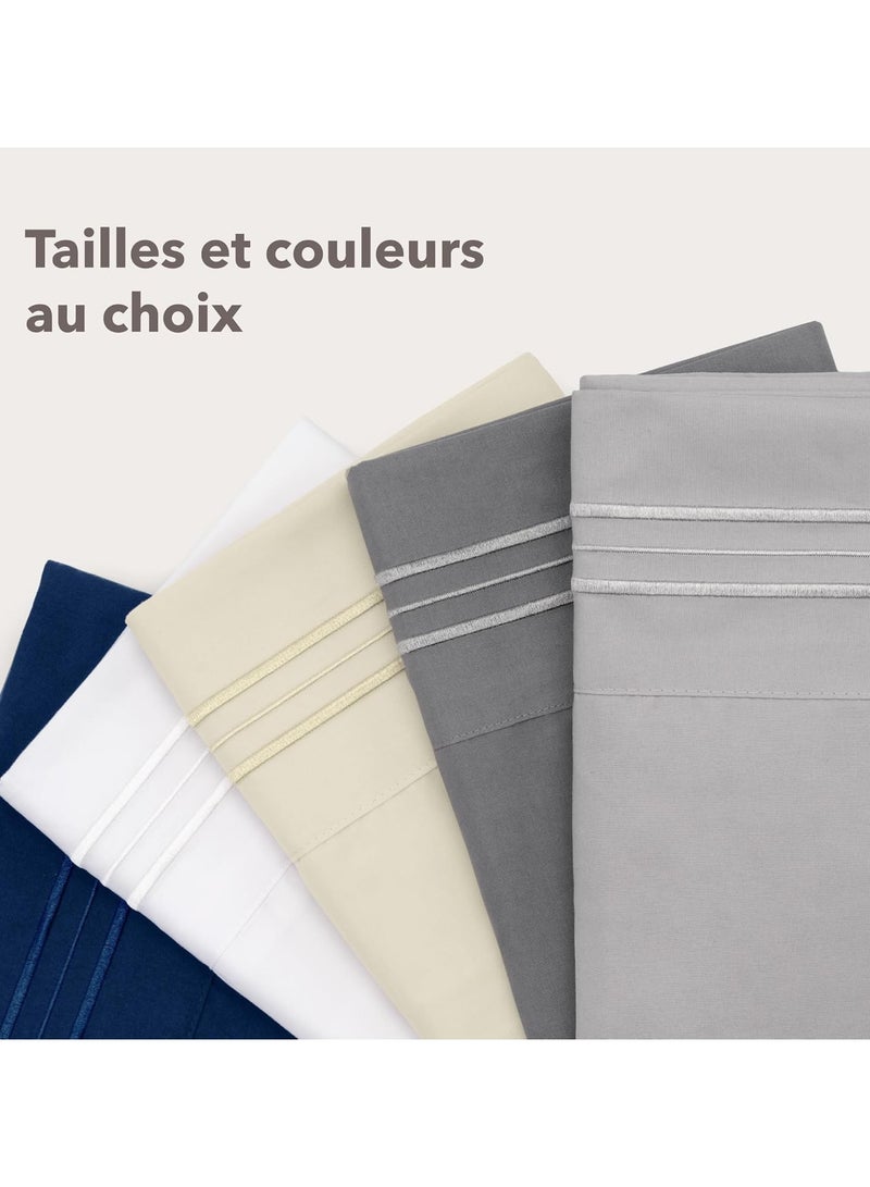 Beauenty Pillow Cases 50 x 70 cm, Set of 2, Brushed Microfibre, Oeko-Tex Certified, Soft Cushion Cover with Embroidered Motifs – Anthracite - Image 5