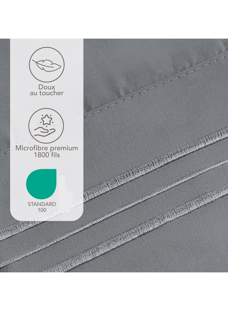 Beauenty Pillow Cases 50 x 70 cm, Set of 2, Brushed Microfibre, Oeko-Tex Certified, Soft Cushion Cover with Embroidered Motifs – Anthracite - Image 4