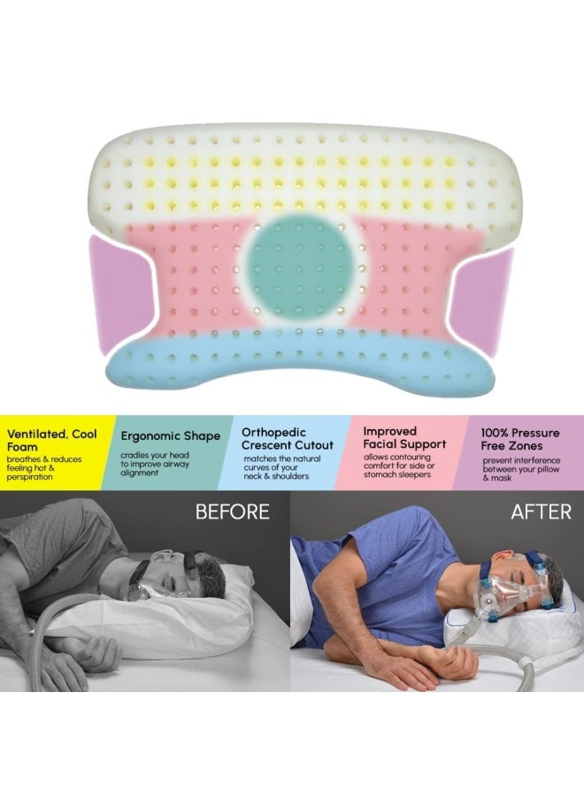 Contour Cpapmax 2 In 1 Cooling Plush Cpap Comfort Pillow Reduce Air Leaks Hose Tangles Mask Discomfort And Adjust Thickness For Side Stomach Back Sleepers All Masks Works 1St Night  - Image 5