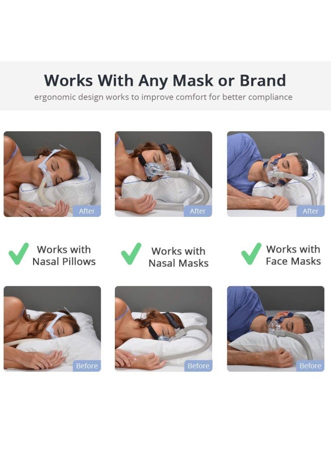 Contour Cpapmax 2 In 1 Cooling Plush Cpap Comfort Pillow Reduce Air Leaks Hose Tangles Mask Discomfort And Adjust Thickness For Side Stomach Back Sleepers All Masks Works 1St Night  - Image 3