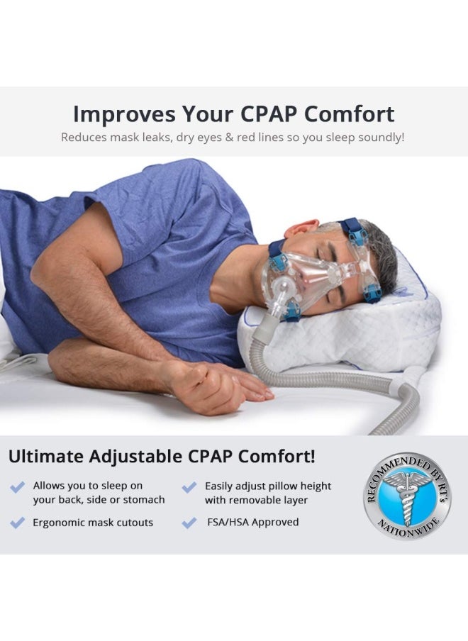 Contour Cpapmax 2 In 1 Cooling Plush Cpap Comfort Pillow Reduce Air Leaks Hose Tangles Mask Discomfort And Adjust Thickness For Side Stomach Back Sleepers All Masks Works 1St Night  - Image 2