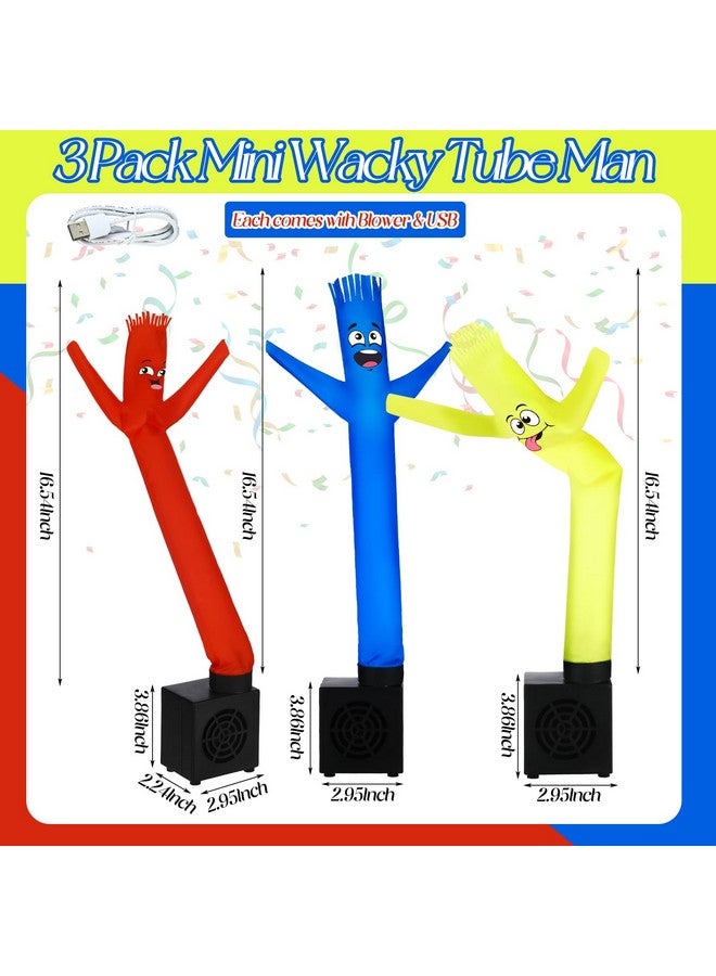 Poen بون 3 قطع رجل أنبوب قابل للنفخ صغير هدية مضحكة مزحة عيد ميلاد رجل قابل للاهتزاز مع منفاخ راقص صغير مكتبي هدية للنساء زينة حفلة (ابتسامة) - Image 2