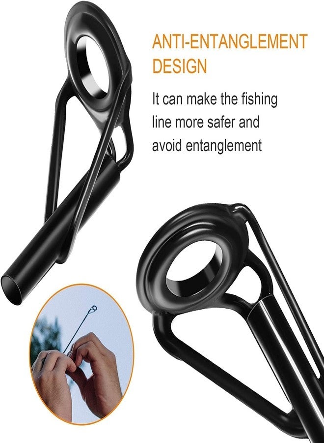 ZUIHUI Rod Tip Repair Kit Fishing Rod Tips Replacement Kit Stainless Steel Ceramic Guides Ring, Black Wear Resistant Guide Replacement Small Kit (8 Pcs) - Image 3