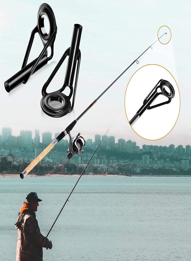 ZUIHUI Rod Tip Repair Kit Fishing Rod Tips Replacement Kit Stainless Steel Ceramic Guides Ring, Black Wear Resistant Guide Replacement Small Kit (8 Pcs) - Image 5