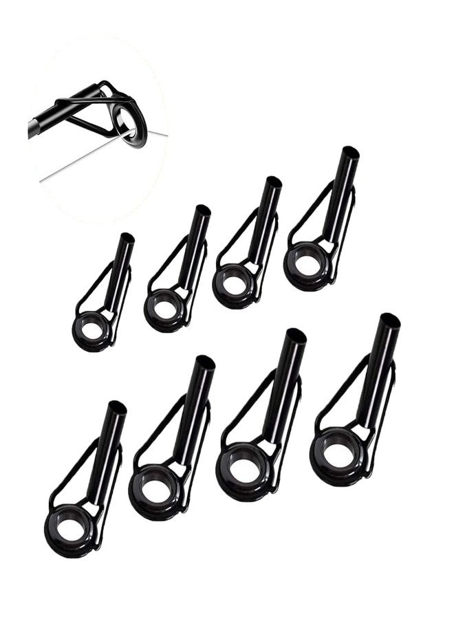 ZUIHUI Rod Tip Repair Kit Fishing Rod Tips Replacement Kit Stainless Steel Ceramic Guides Ring, Black Wear Resistant Guide Replacement Small Kit (8 Pcs) - Image 1