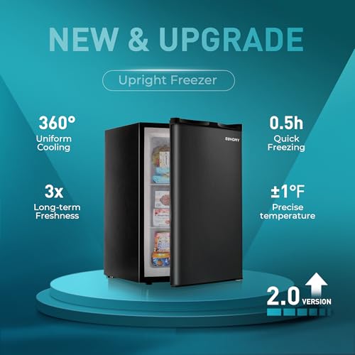 EUHOMY Upright freezer, 3.0Cubic Feet, Single Door Compact Mini Freezer with Reversible Door,Small freezer for Home/Dorms/Apartment/Office, Black - Image 2