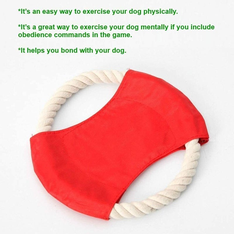 Pups&Pets Durable Outdoor Dog Toy Flying Frisbees - Natural Cotton Rope and Waterproof Oxford Fabric - Designed in Mind to Ensure It Lasts Long Despite Regular Chewing- Color May Vary (Single Pack) - Image 5