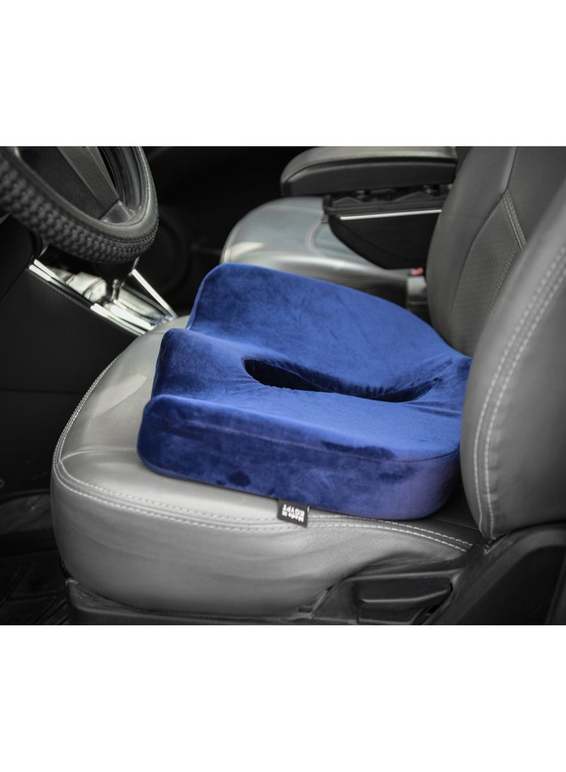 Max Comfort Coccyx seat cushion for the prevention of back and coccyx pain - memory foam, navy blue  - Image 4