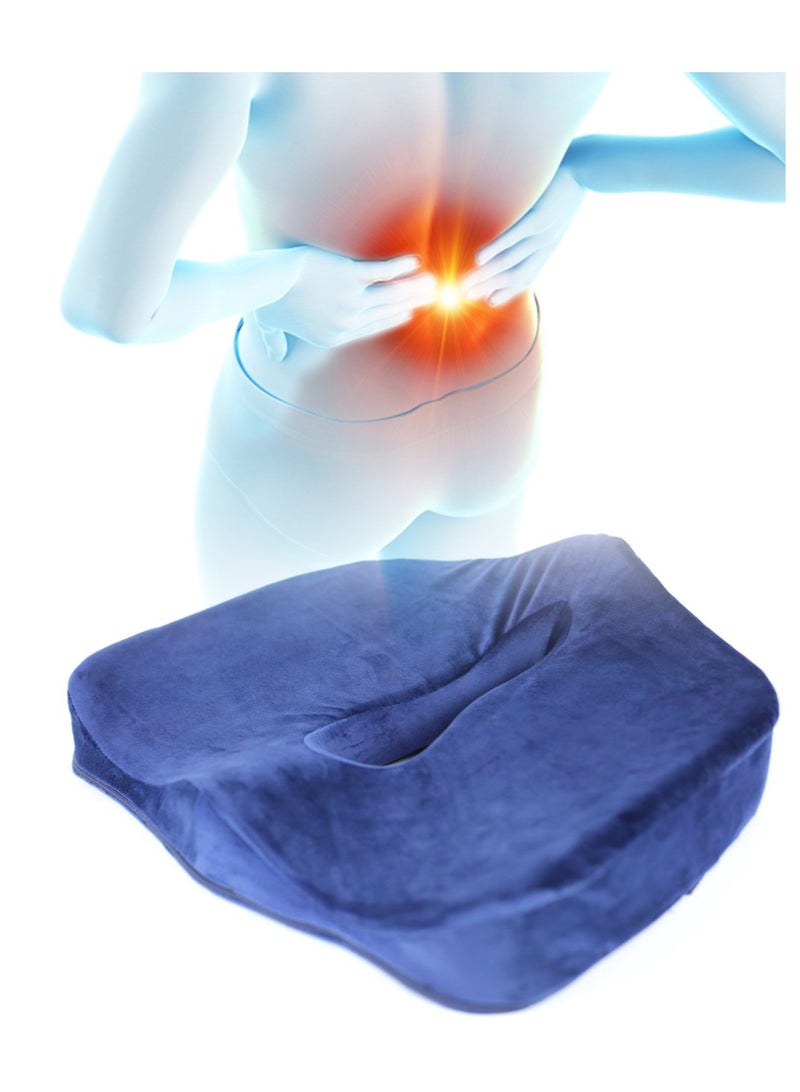 Max Comfort Coccyx seat cushion for the prevention of back and coccyx pain - memory foam, navy blue  - Image 5