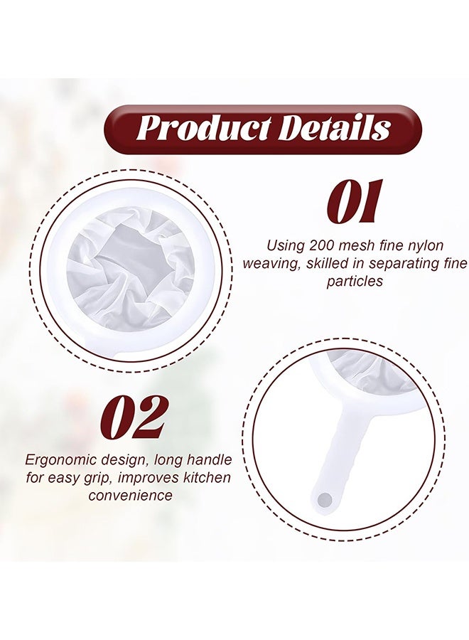 2 Pieces Ultra Fine Mesh Strainer Nylon Food Juice Strainer Yogurt Mesh Sieve Plastic Mesh Colander with Handle Mini Brine Shrimp Separation Net for Kitchen(120/200 Mesh) - Image 3