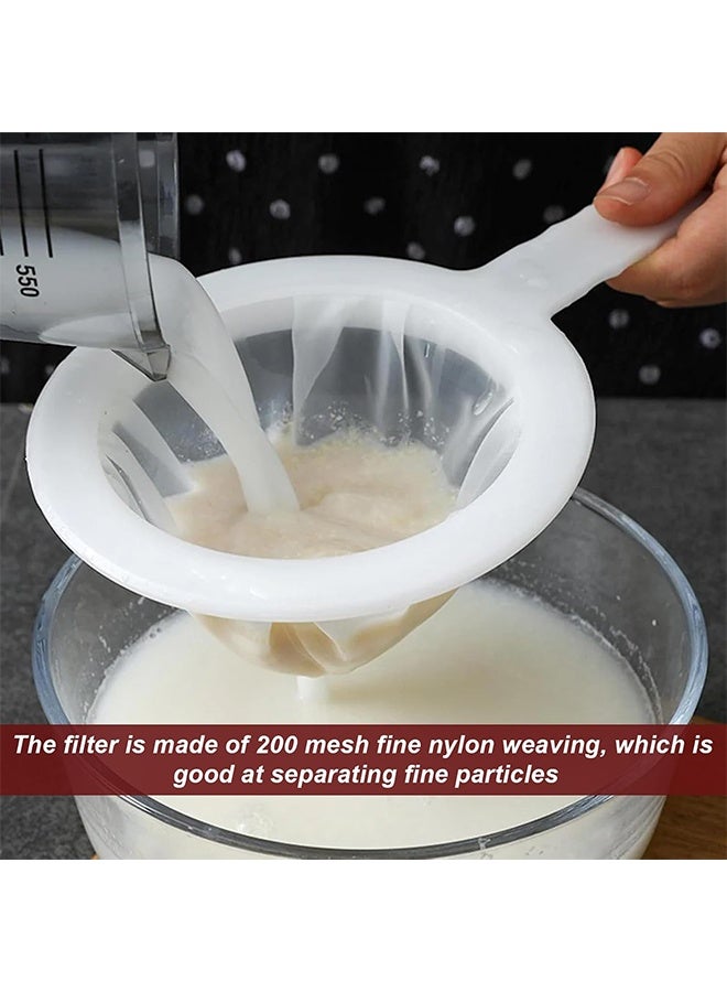 2 Pieces Ultra Fine Mesh Strainer Nylon Food Juice Strainer Yogurt Mesh Sieve Plastic Mesh Colander with Handle Mini Brine Shrimp Separation Net for Kitchen(120/200 Mesh) - Image 5