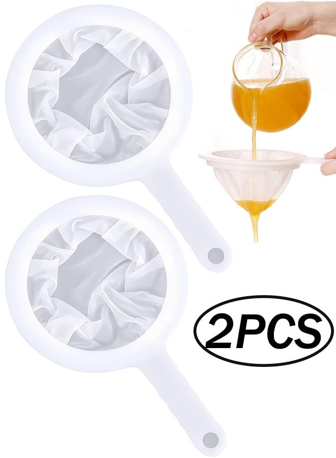 2 Pieces Ultra Fine Mesh Strainer Nylon Food Juice Strainer Yogurt Mesh Sieve Plastic Mesh Colander with Handle Mini Brine Shrimp Separation Net for Kitchen(120/200 Mesh) - Image 1