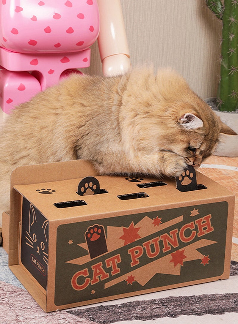 Kidle Cat Interactive Toy Cat Whack A Mole Toy with Cat Scratching Pad Cat Cardboard Box to Relieve Boredom - Image 2