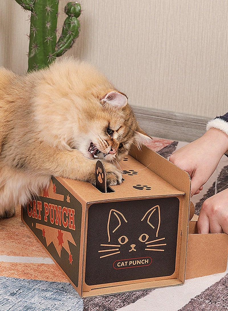 Kidle Cat Interactive Toy Cat Whack A Mole Toy with Cat Scratching Pad Cat Cardboard Box to Relieve Boredom - Image 3