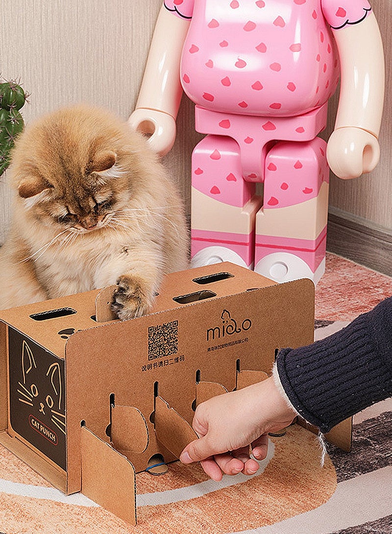 Kidle Cat Interactive Toy Cat Whack A Mole Toy with Cat Scratching Pad Cat Cardboard Box to Relieve Boredom - Image 4