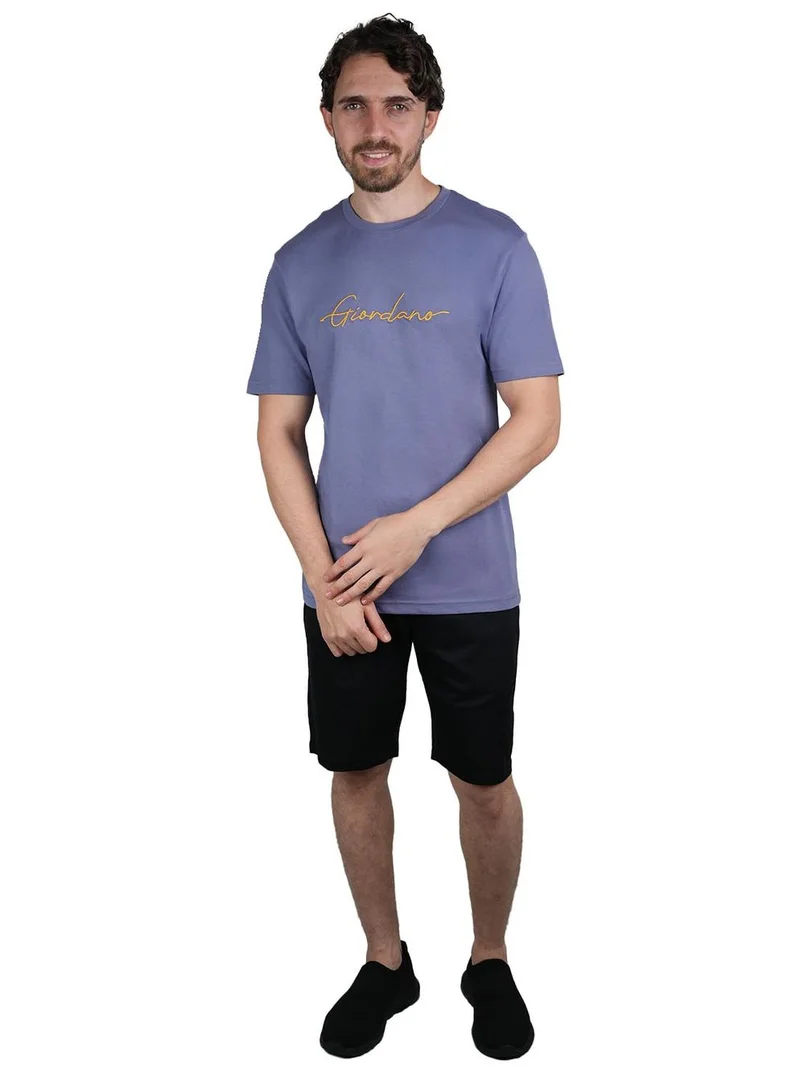 GIORDANO  Men's Slim Fit Cotton Signature Print Tee for Men | Best Price UAE