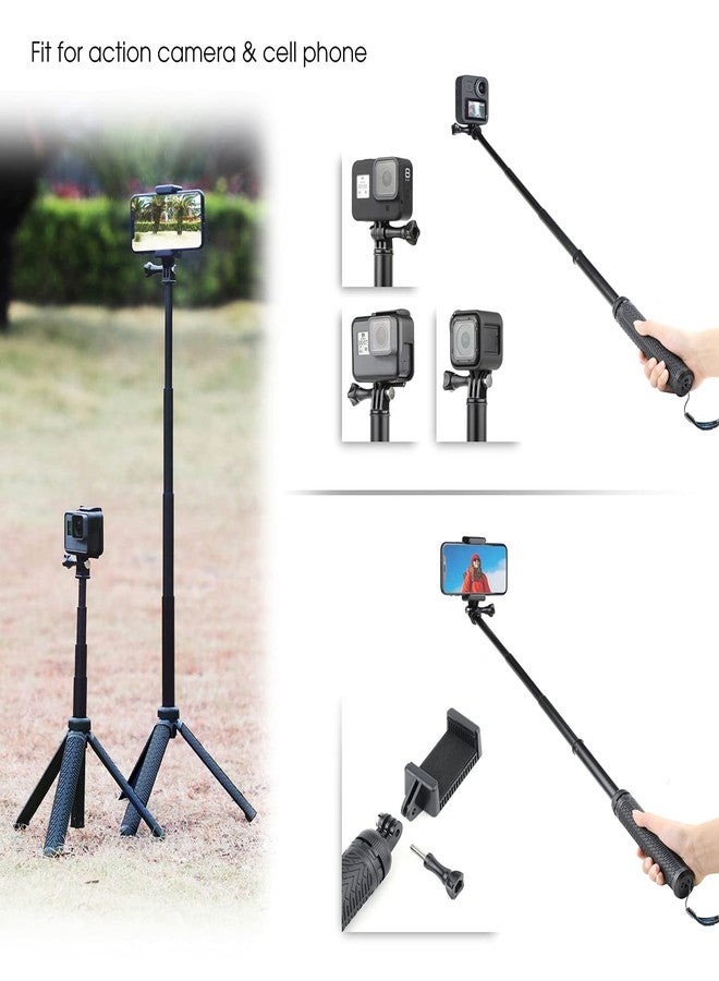 SOONSUN 3in1 Aluminum Waterproof Selfie Stick for GoPro Hero 13 12 11 10 9 8 7 6 5 4, Fusion, Max, Session, Insta360, AKASO, SJCAM, Osmo Action Camera - Extenbale Monopod Pole, Hand Grip, Tripod Stand - Image 5