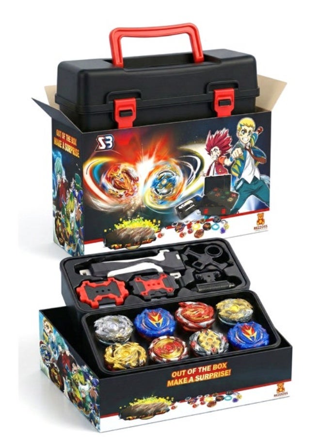BeyBlade Battling Top Burst Beyblade Master Game Set (Original Japan)– S8 Model 8 Metal Fusion Spinning Tops with Launcher Grip & Storage Box Turbo Set | Beyblade Style Stadium Battle Toys Kit | Best Birthday, , Christmas & Exam Passing Gift for Boys Age 6+ - Image 1