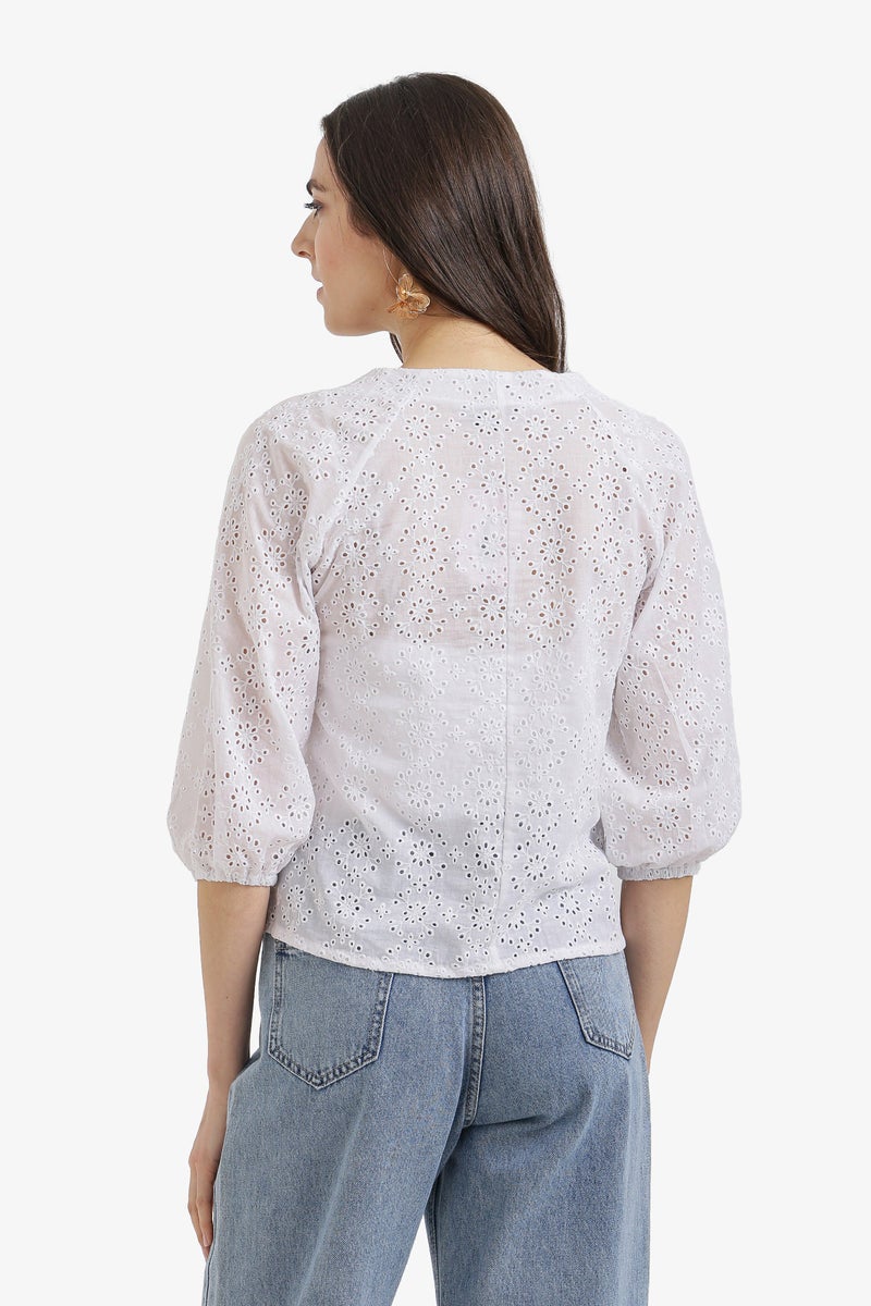 Carina Floral Perforated Top - Image 4