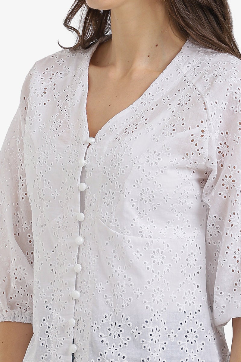 Carina Floral Perforated Top - Image 5