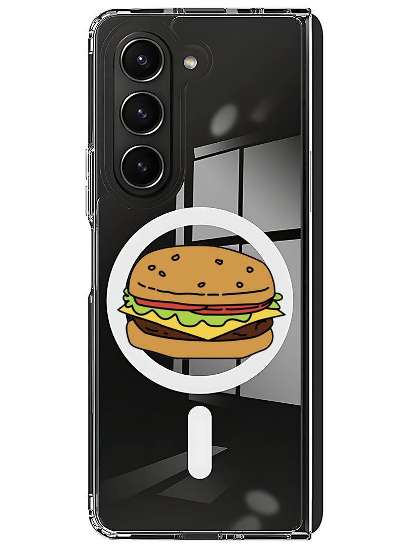 Theodor Magnetic Case for Samsung Galaxy Z Fold 5 Compatible with MagSafe Wireless Charging, Shockproof Phone Bumper Cover Burger - Image 1