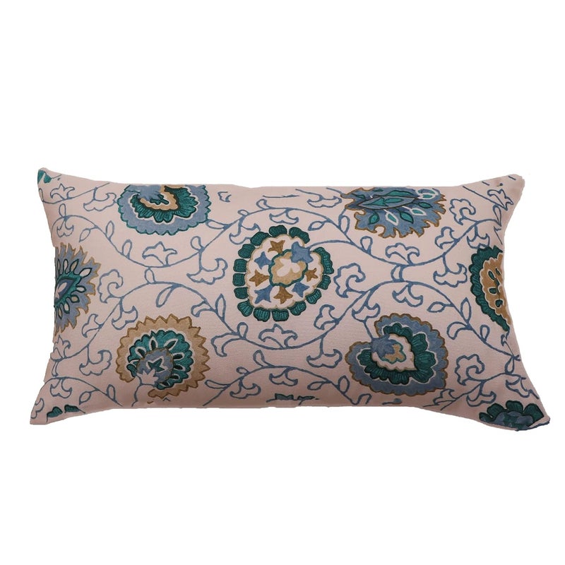 ZEBA World Rectangular Cushion Cover - Decorative | Sofa, Bedroom, Couch | Polyester Printed Floral - Turqouise Blue - 12x22 inch (30x55 cms) (Pack of 1) - Image 2