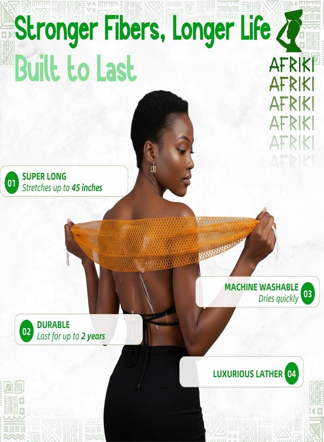 AFRIKI African Net Sponge, Authentic African Exfoliating Sponge, Black Owned, Back Scrubber, 45 inch Long, for Normal to Sensitive Skin, for Daily use, Earth Collection - Image 3