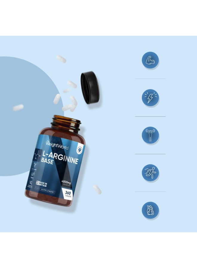 WeightWorld L Arginine Supplement 4000mg - 360 Tablets - 3 Months Supply - Role in Nitric Oxide Production - Vegan-Friendly & Gluten-Free Amino Acid Supplement - No Unnecessary Ingredients - Made in the UK - Image 3