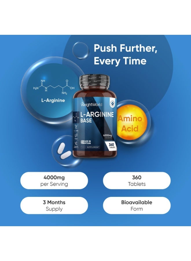 WeightWorld L Arginine Supplement 4000mg - 360 Tablets - 3 Months Supply - Role in Nitric Oxide Production - Vegan-Friendly & Gluten-Free Amino Acid Supplement - No Unnecessary Ingredients - Made in the UK - Image 2