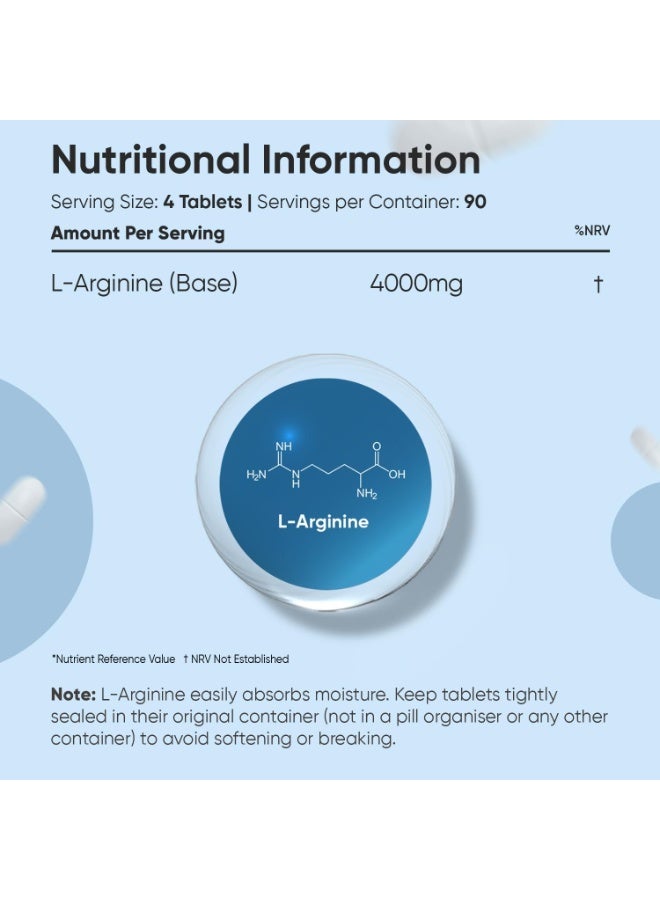 WeightWorld L Arginine Supplement 4000mg - 360 Tablets - 3 Months Supply - Role in Nitric Oxide Production - Vegan-Friendly & Gluten-Free Amino Acid Supplement - No Unnecessary Ingredients - Made in the UK - Image 5