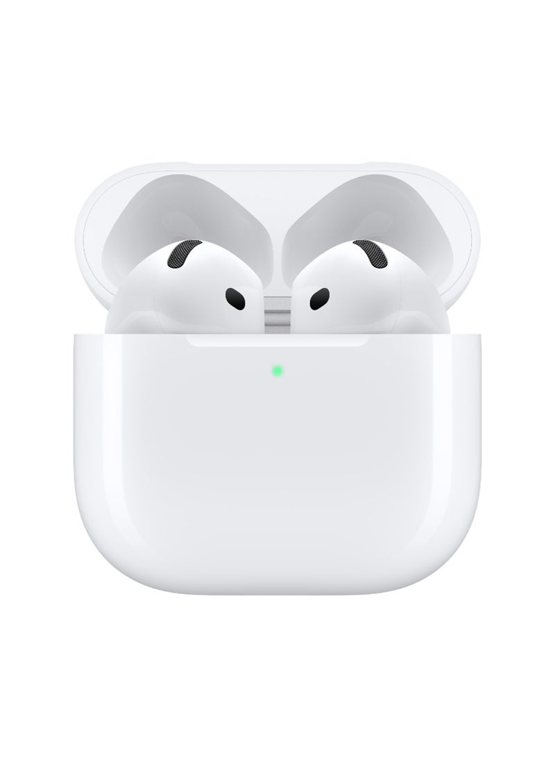 ابل  سماعات أذن لاسلكية AirPods 4، سماعات رأس بلوتوث، صوت مكاني مخصص، مقاومة للعرق والماء، علبة شحن USB-C، شريحة H2، عمر بطارية يصل إلى 30 ساعة، إعداد سهل لهاتف iPhone باللون الأبيض - Image 2