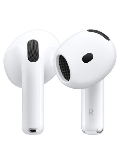 Apple AirPods 4 Wireless Earbuds, Personalized Spatial Audio, Sweat and Water Resistant, Up to 30 Hours of Battery Life, Effortless Setup For IPhone White