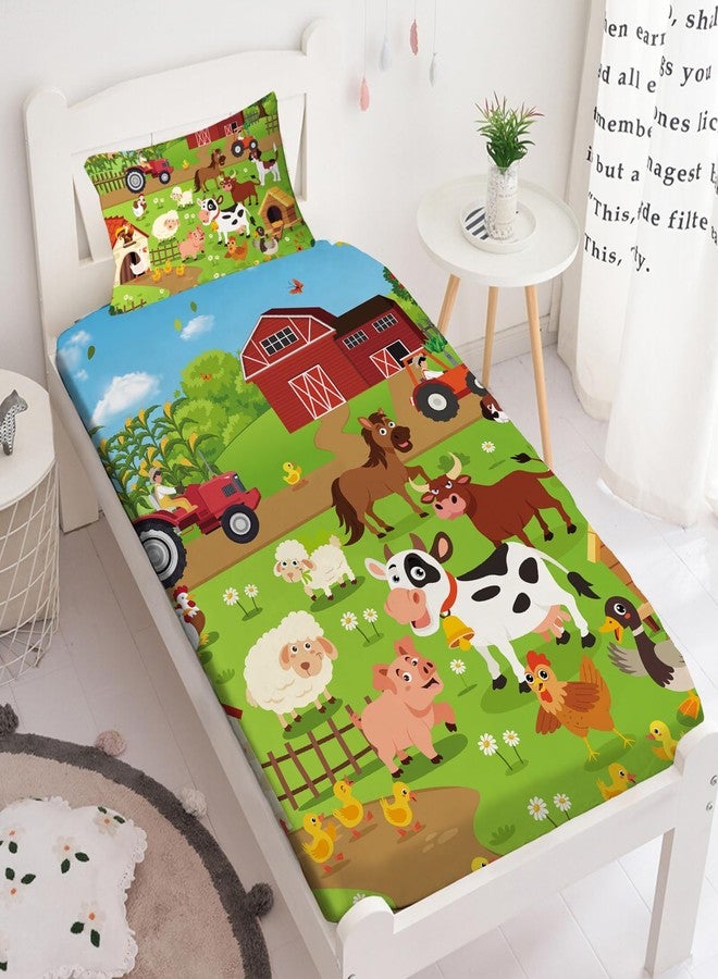 Yasida Farm Animal Cow Twin Size Fitted Sheets for Twin Sheets Set Girls and Boys Bedding Sets Harvest Sheets Goats Chickens Farm Animals Bedding Sheet Soft Microfiber(1*Sheet+1*Pillowcase) - Image 4