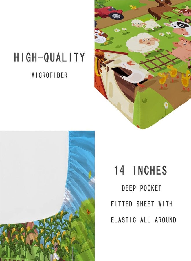 Yasida Farm Animal Cow Twin Size Fitted Sheets for Twin Sheets Set Girls and Boys Bedding Sets Harvest Sheets Goats Chickens Farm Animals Bedding Sheet Soft Microfiber(1*Sheet+1*Pillowcase) - Image 2