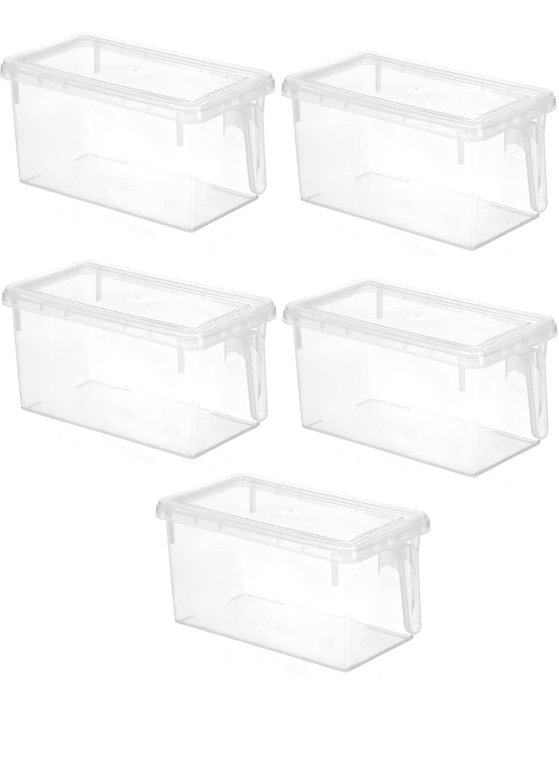 Alissa 5-Piece Clear Fridge Organizer Set with Lids & Handles – Stackable Plastic Storage Drawers for Fruits, Veggies, Eggs & More – Space-Saving Kitchen Cabinet Containers (31x15x16cm) - Image 1