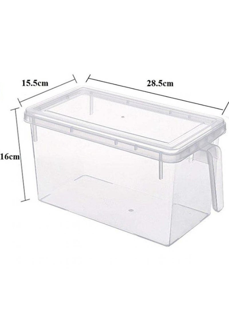 AIWANTO 5-Piece Fridge Plastic Food Storage Containers With Lids And Handle Plastic Kitchen Refrigerator Fridge Stackable Desk Cabinet Food Fruit Eggs Vegetables Drawer Storage Organizer Box Containers Clear 31x15x16cm  - Image 2