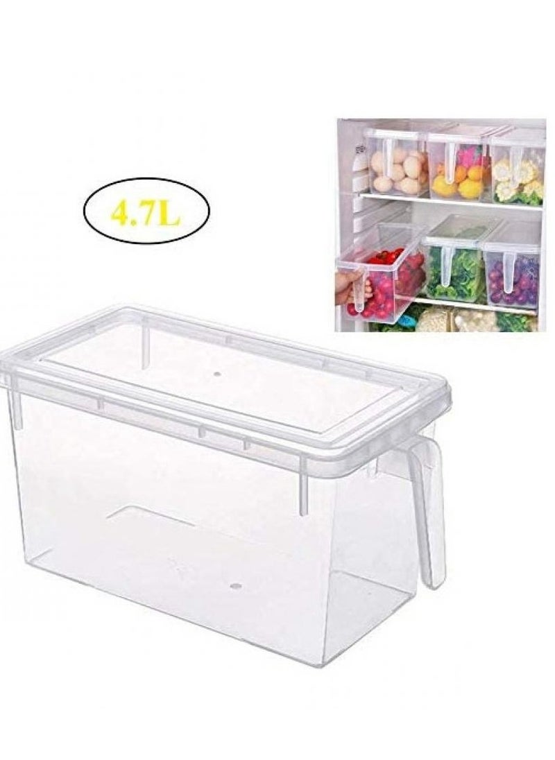 AIWANTO 5-Piece Fridge Plastic Food Storage Containers With Lids And Handle Plastic Kitchen Refrigerator Fridge Stackable Desk Cabinet Food Fruit Eggs Vegetables Drawer Storage Organizer Box Containers Clear 31x15x16cm  - Image 4