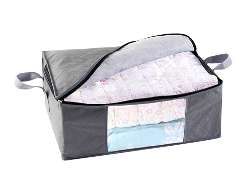 Sodynee Storage Clothes Bins Closet Bags - 35L Containers Organizer Boxes Clothing Bin Organization for Organizing Blanket Pillow Sheet Sweater, Foldable Fabric Bedroom Small Storage Totes With Lids Zipper - Image 4