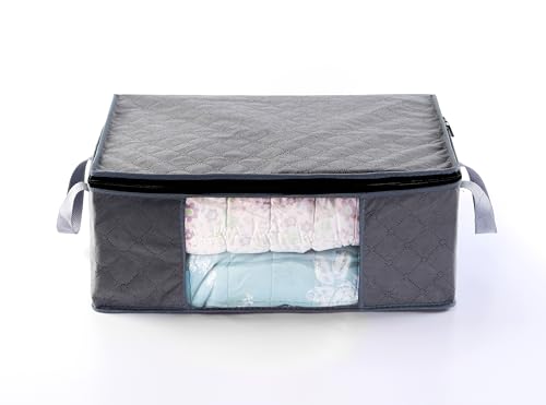 Sodynee Storage Clothes Bins Closet Bags - 35L Containers Organizer Boxes Clothing Bin Organization for Organizing Blanket Pillow Sheet Sweater, Foldable Fabric Bedroom Small Storage Totes With Lids Zipper - Image 3