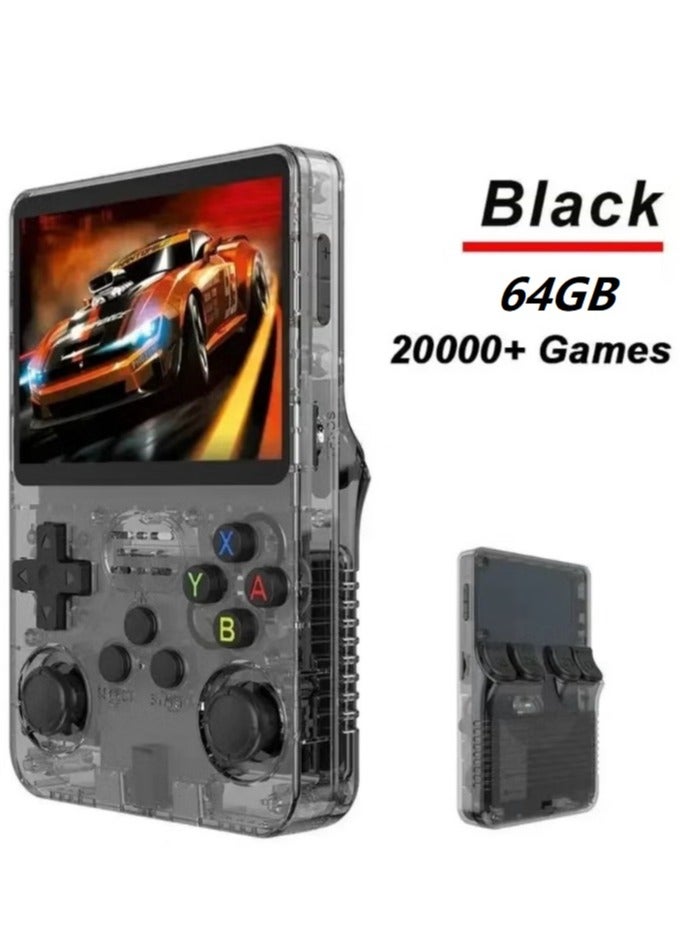 Handheld Retro R36S Game Console Linux System With 64G TF Card, 20000+ Games, Retro Video Game Console 3.5 Inch IPS Screen Black  - Image 1