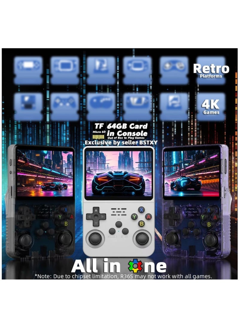 Handheld Retro R36S Game Console Linux System With 64G TF Card, 20000+ Games, Retro Video Game Console 3.5 Inch IPS Screen Black  - Image 3