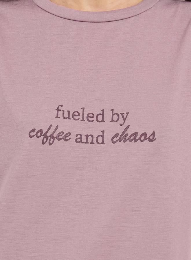 Styli Slogan Print Ruffle Hem Sleep T-Shirt Dress - Image 3