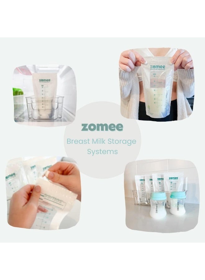 Zomee 90 Count Breast Milk Storage Bags - 8 OZ/240 ML, Leak Proof, Double Zipper Seal, Self-Standing, for Storage of Breast Milk in Fridge or Freezer - Image 5