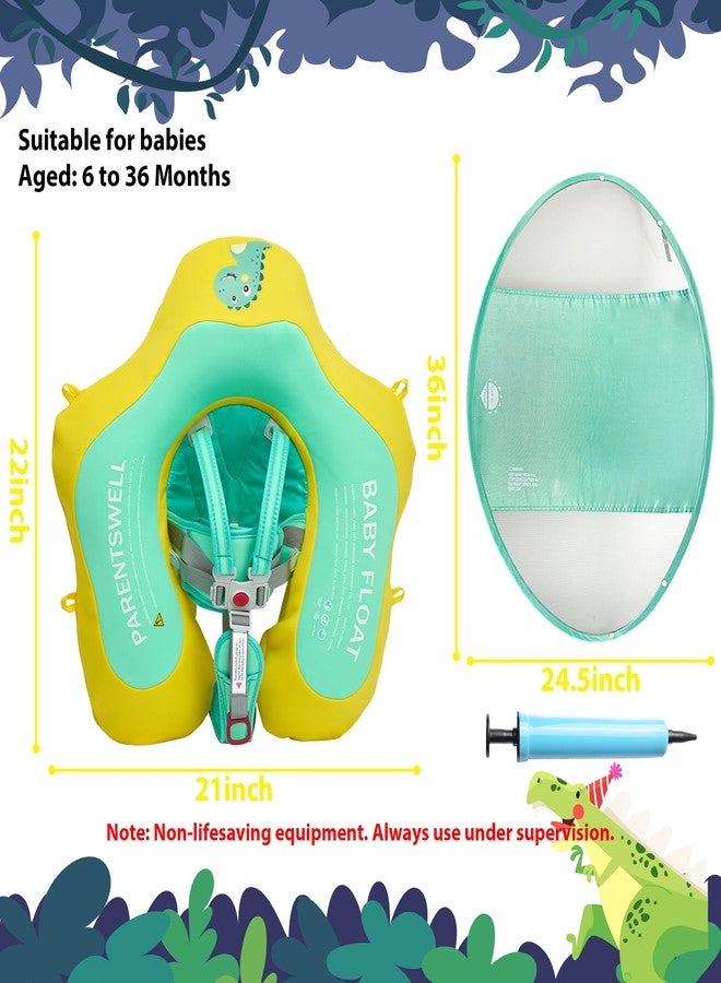 Parentswell Baby Pool Float with Canopy UPF50+ Sun Protection, Soft Fabric Cover Inflatable Toddler Floaties, No Flip Over Infant Swimming Floats for 6-36 Months, Baby Float for Boys and Girls Beginners - Image 2