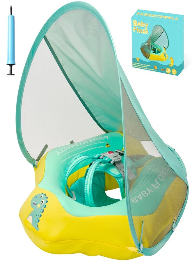 Parentswell Baby Pool Float with Canopy UPF50+ Sun Protection, Soft Fabric Cover Inflatable Toddler Floaties, No Flip Over Infant Swimming Floats for 6-36 Months, Baby Float for Boys and Girls Beginners - Image 1